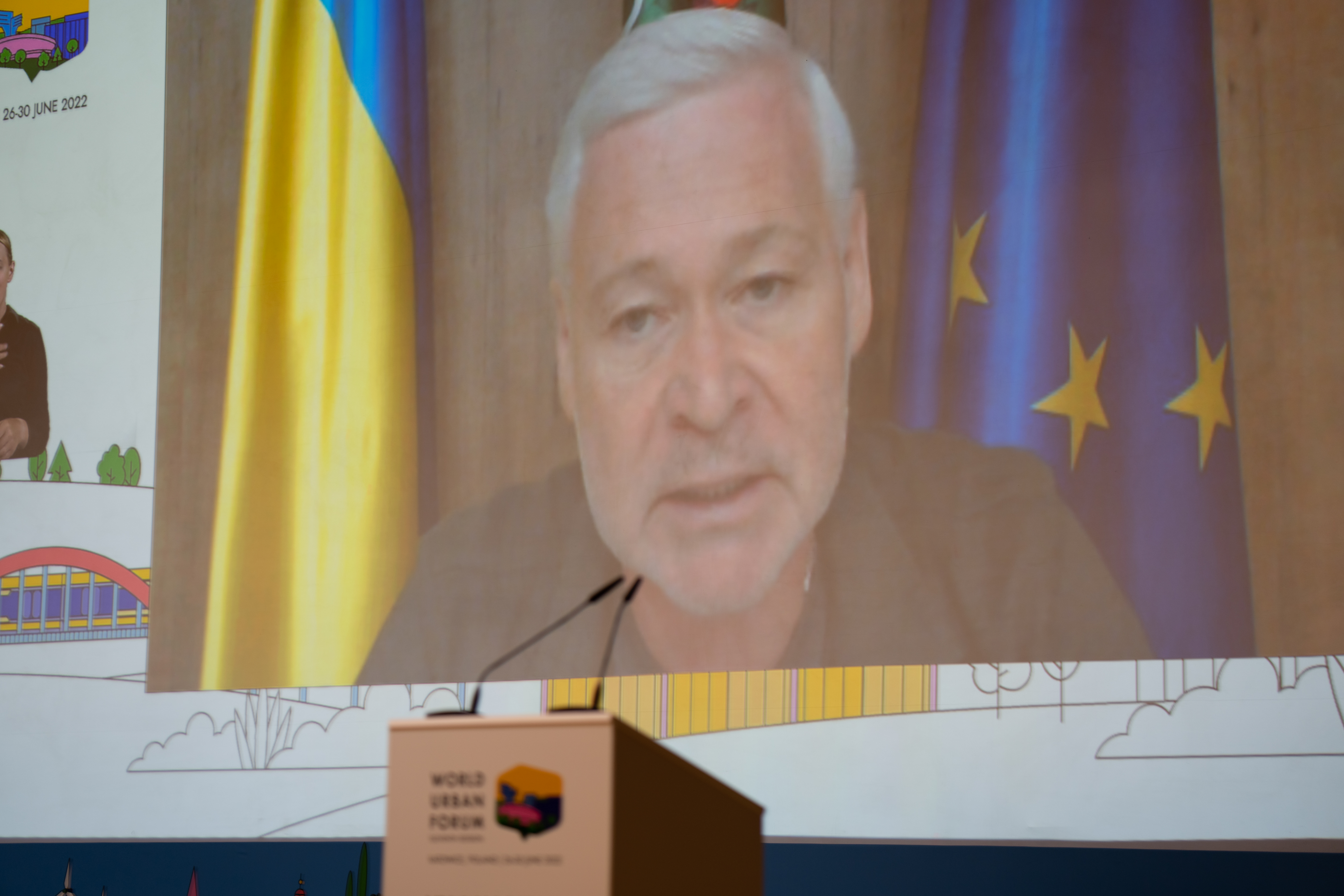 UN-Habitat|Marius Ogonowsk, Mayor of Kharkhiv, Igor Terekhov, in a virtual address to a Special Session at World Urban Forum.