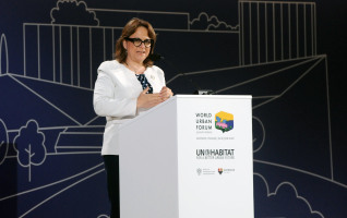 Photo: IISD/ENB | Diego Noguera, Martha Delgado, President of the United Nations Habitat Assembly