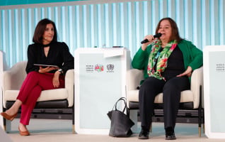 May Abdel Hamid, CEO of Egypt’s Social Housing and Mortgage Finance Fund, speaks at the WUF13 dialogue on housing finance. © UN-Habitat