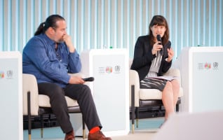 Dr. Lucy Earle, Director of Research and Strategic Impact at the International Institute for Environment and Development, during the Dialogue on Housing at the Centre of Crisis Recovery and Reconstruction at WUF13 in Baku, Azerbaijan. © UN-Habitat/Senan Hesenov